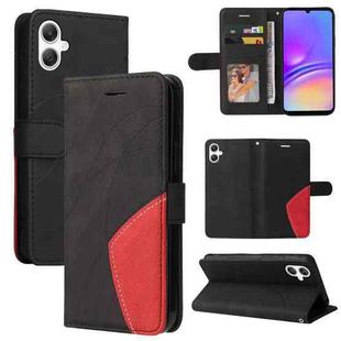 For Samsung Galaxy A07 5G Dual-color Splicing Flip Leather Phone Case(Black)
