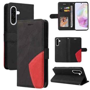 For Samsung Galaxy A36 5G / M56 5G Dual-color Splicing Flip Leather Phone Case(Black)