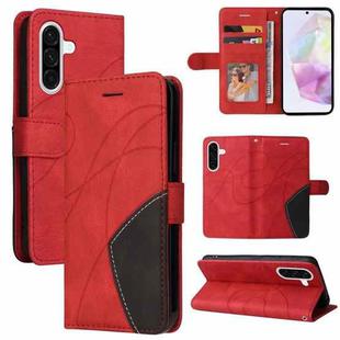For Samsung Galaxy A56 5G Dual-color Splicing Flip Leather Phone Case(Red)