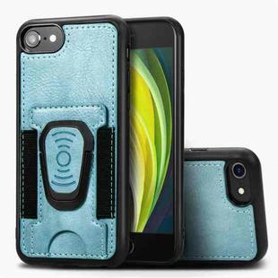 For iPhone 6 Magnetic Shockproof PU + TPU Case with Card Slot & Ring Holder(Blue)