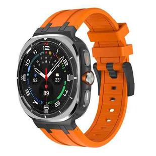 For Samsung Galaxy Watch Ultra 47mm AP Series Liquid Silicone Watch Band(Black Orange)