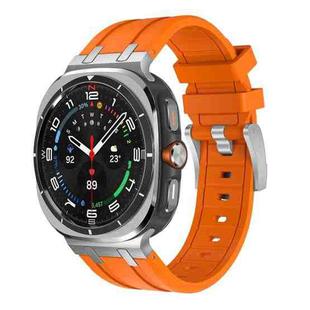 For Samsung Galaxy Watch Ultra 47mm AP Series Liquid Silicone Watch Band(Silver Orange)