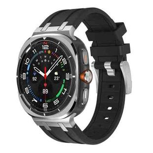 For Samsung Galaxy Watch Ultra 47mm AP Series Liquid Silicone Watch Band(Silver Black)