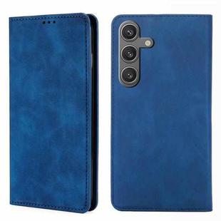For Samsung Galaxy S25 5G Skin Feel Magnetic Leather Phone Case(Blue)