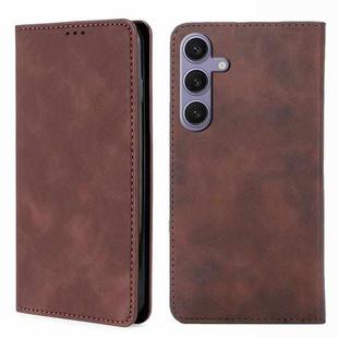 For Samsung Galaxy S25+ 5G Skin Feel Magnetic Leather Phone Case(Dark Brown)