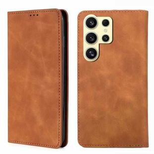 For Samsung Galaxy S25 Ultra 5G Skin Feel Magnetic Leather Phone Case(Light Brown)