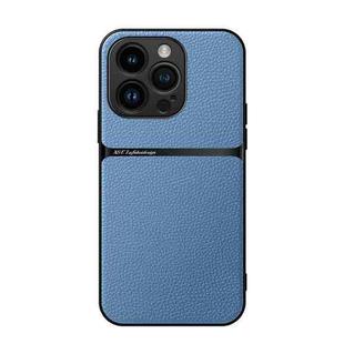 For iPhone 16 Pro Litchi Leather Magnetic Full Coverage Shockproof Phone Case(Blue)