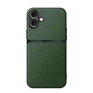 For iPhone 16 Plus Litchi Leather Magnetic Full Coverage Shockproof Phone Case(Green)