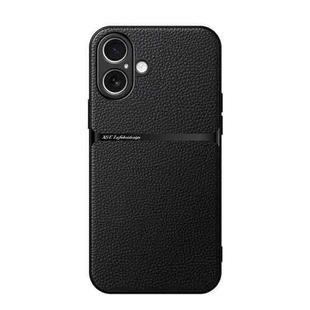 For iPhone 16 Litchi Leather Magnetic Full Coverage Shockproof Phone Case(Black)