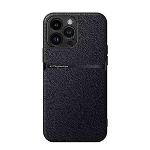 For iPhone 15 Pro Max Litchi Leather Magnetic Full Coverage Shockproof Phone Case(Black)