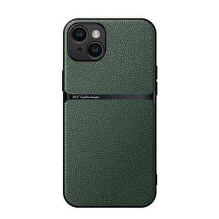 For iPhone 15 Plus Litchi Leather Magnetic Full Coverage Shockproof Phone Case(Green)