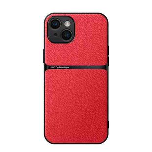 For iPhone 14 Litchi Leather Magnetic Full Coverage Shockproof Phone Case(Red)