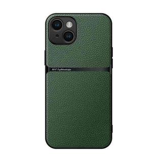 For iPhone 14 Litchi Leather Magnetic Full Coverage Shockproof Phone Case(Green)