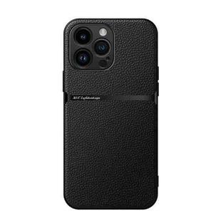 For iPhone 14 Pro Max Litchi Leather Magnetic Full Coverage Shockproof Phone Case(Black)