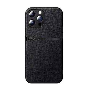 For iPhone 13 Pro Max Litchi Leather Magnetic Full Coverage Shockproof Phone Case(Black)