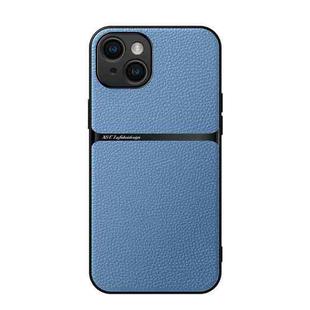 For iPhone 13 Litchi Leather Magnetic Full Coverage Shockproof Phone Case(Blue)