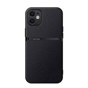 For iPhone 12 Litchi Leather Magnetic Full Coverage Shockproof Phone Case(Black)