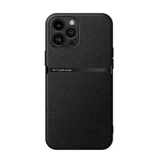 For iPhone 12 Pro Max Litchi Leather Magnetic Full Coverage Shockproof Phone Case(Black)