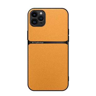 For iPhone 11 Pro Max Litchi Leather Magnetic Full Coverage Shockproof Phone Case(Yellow)