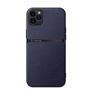 For iPhone 11 Pro Max Litchi Leather Magnetic Full Coverage Shockproof Phone Case(Navy Blue)