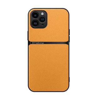 For iPhone 11 Pro Litchi Leather Magnetic Full Coverage Shockproof Phone Case(Yellow)