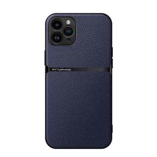 For iPhone 11 Pro Litchi Leather Magnetic Full Coverage Shockproof Phone Case(Navy Blue)