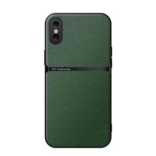 For iPhone X / XS Litchi Leather Magnetic Full Coverage Shockproof Phone Case(Green)