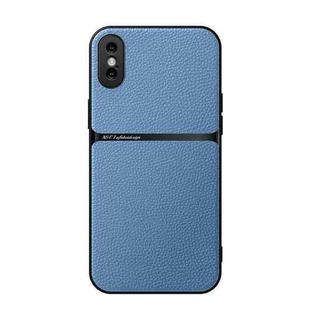 For iPhone X / XS Litchi Leather Magnetic Full Coverage Shockproof Phone Case(Blue)