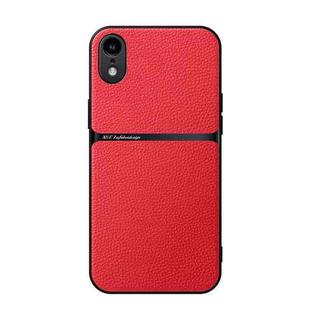 For iPhone XR Litchi Leather Magnetic Full Coverage Shockproof Phone Case(Red)