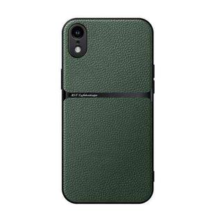 For iPhone XR Litchi Leather Magnetic Full Coverage Shockproof Phone Case(Green)