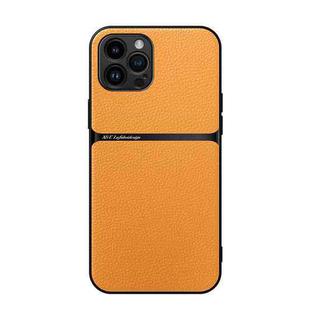 For iPhone 12 Pro Litchi Leather Magnetic Full Coverage Shockproof Phone Case(Yellow)