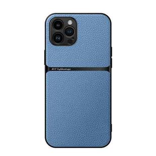 For iPhone 12 Pro Litchi Leather Magnetic Full Coverage Shockproof Phone Case(Blue)