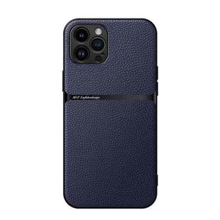 For iPhone 12 Pro Litchi Leather Magnetic Full Coverage Shockproof Phone Case(Navy Blue)