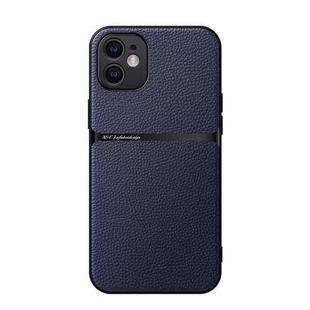 For iPhone 11 Litchi Leather Magnetic Full Coverage Shockproof Phone Case(Navy Blue)