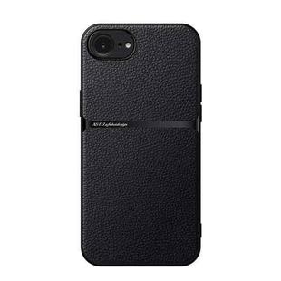 For iPhone 16e Litchi Leather Magnetic Full Coverage Shockproof Phone Case(Black)