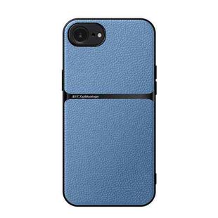 For iPhone 16e Litchi Leather Magnetic Full Coverage Shockproof Phone Case(Blue)