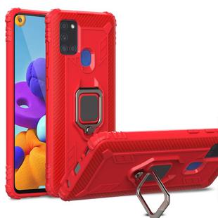 For Vivo Z6 Carbon Fiber Protective Case with 360 Degree Rotating Ring Holder(Red)
