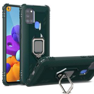 For Vivo Z6 Carbon Fiber Protective Case with 360 Degree Rotating Ring Holder(Green)