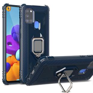 For Vivo Z6 Carbon Fiber Protective Case with 360 Degree Rotating Ring Holder(Blue)