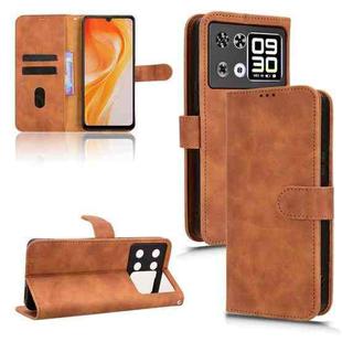 For Cubot P90 Skin Feel Magnetic Flip Leather Phone Case(Brown)