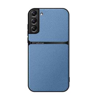 For Samsung Galaxy S21+ 5G Litchi Leather Magnetic Full Coverage Shockproof Phone Case(Blue)