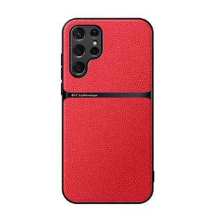 For Samsung Galaxy S22 Ultra 5G Litchi Leather Magnetic Full Coverage Shockproof Phone Case(Red)