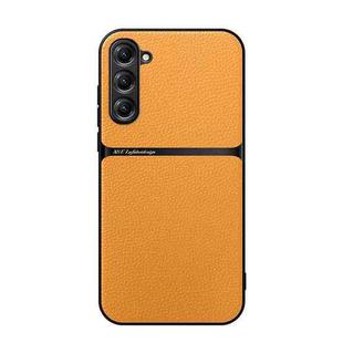 For Samsung Galaxy S23 FE 5G Litchi Leather Magnetic Full Coverage Shockproof Phone Case(Yellow)
