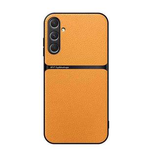 For Samsung Galaxy S24 FE 5G Litchi Leather Magnetic Full Coverage Shockproof Phone Case(Yellow)