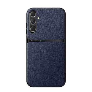 For Samsung Galaxy S24 FE 5G Litchi Leather Magnetic Full Coverage Shockproof Phone Case(Navy Blue)
