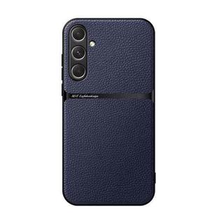 For Samsung Galaxy S24 5G Litchi Leather Magnetic Full Coverage Shockproof Phone Case(Navy Blue)