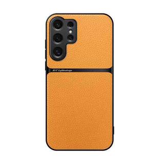 For Samsung Galaxy S25 Ultra 5G Litchi Leather Magnetic Full Coverage Shockproof Phone Case(Yellow)