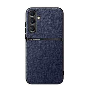 For Samsung Galaxy S25+ 5G Litchi Leather Magnetic Full Coverage Shockproof Phone Case(Navy Blue)
