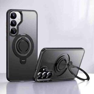 For Samsung Galaxy S25+ 5G Frosted MagSafe Phone Case with 360 Degree Rotating Holder(Black)