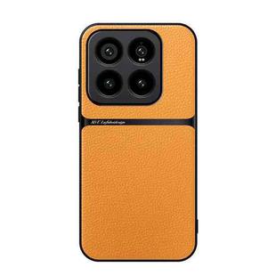 For Xiaomi 14 Pro Litchi Leather Magnetic Full Coverage Shockproof Phone Case(Yellow)